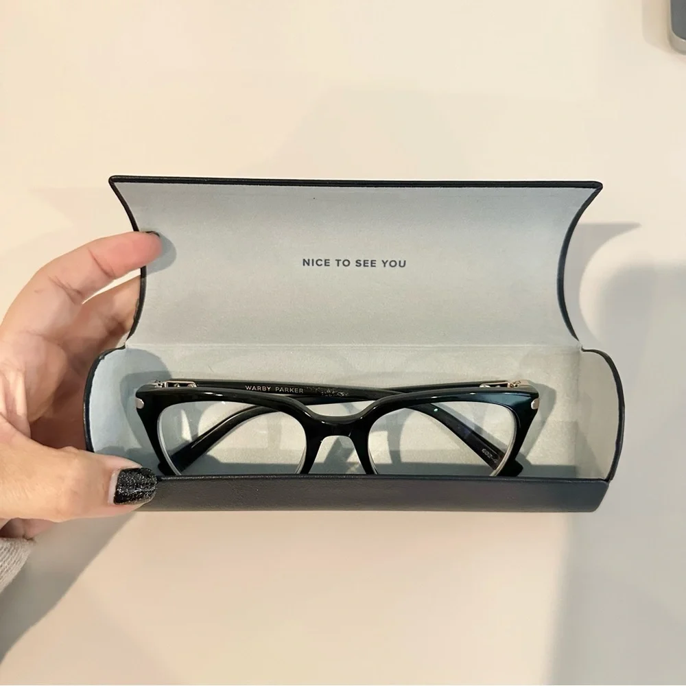 Warby Parker Maeve Glasses in Jet Black with Rose Gold